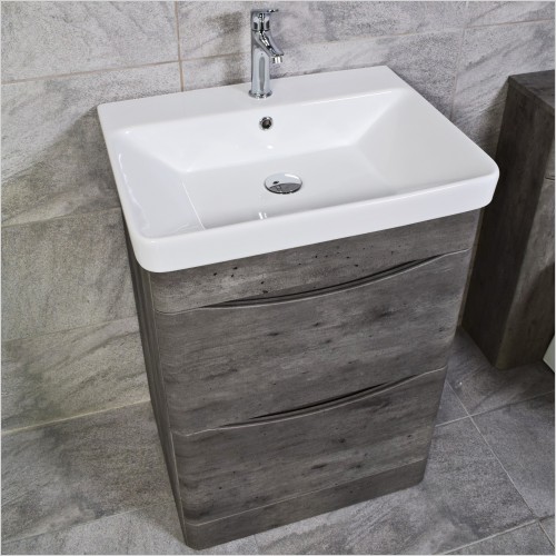 Gems - Moonstone Handleless Dark Concrete 600mm Vanity Unit