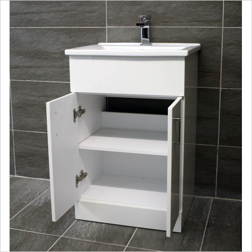 Reflections - Troya 550mm Slim White Gloss Vanity Unit with Basin