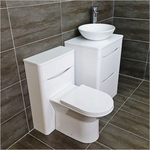 Gems - Moonstone White Gloss Vanity Set Inc Wok Basin WC & Tap