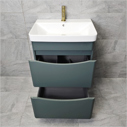Gems - Moonstone handleless 600mm Highland Green Vanity Unit