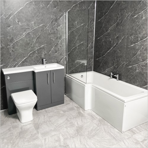 Reflections - Arno Grey Vanity Suite with L Shaped Bath Left Hand