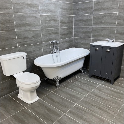 Old England - Durham Dark Grey Oak Vanity Roll Top Bath Suite